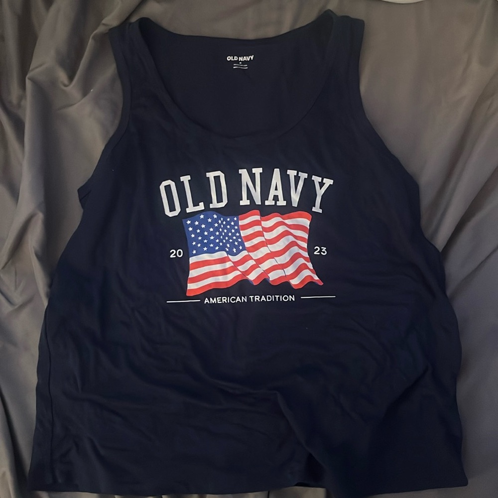 old navy women’s navy patriotic tank top